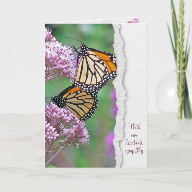 Monarch Butterflies on Milkweed Sympathy Card Kort (Framsida)