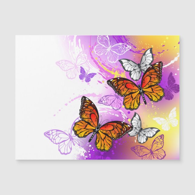 Monarch Butterflies on Purple Background (Framsida)