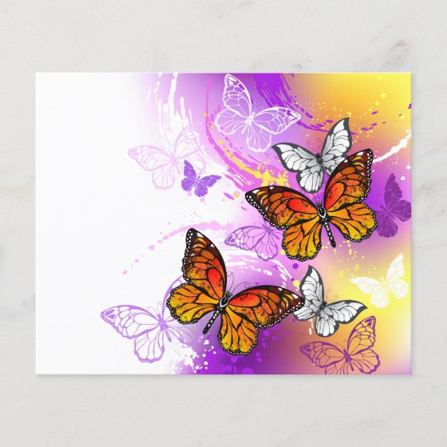 Monarch Butterflies on Purple Background Flygblad (Framsidan)