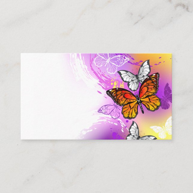 Monarch Butterflies on Purple Background Placeringskort (Framsida)