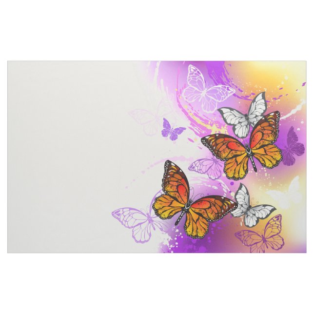Monarch Butterflies on Purple Background Tyg (Yard)