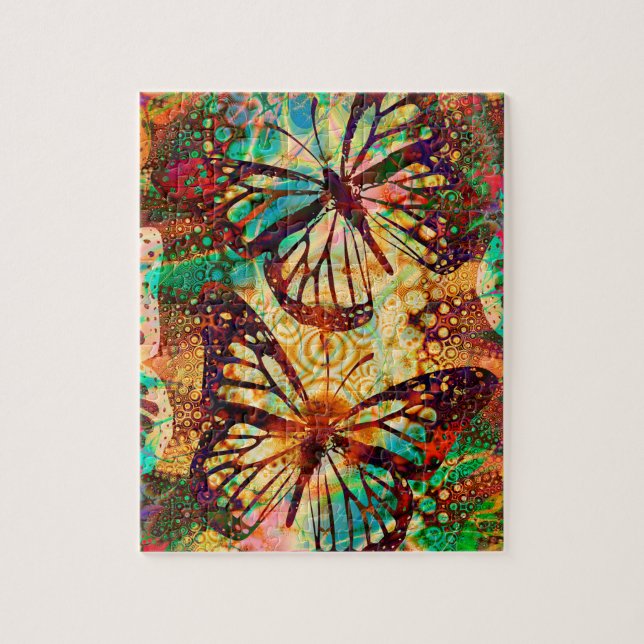 Monarch Butterflies Psychedelic Tie Dye Pussel (Vertikal)