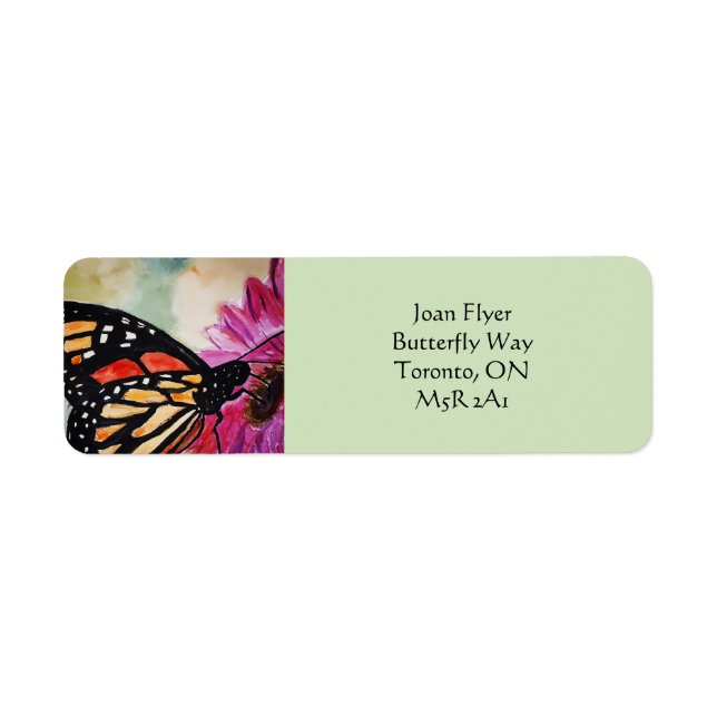 Monarch Butterfly-Adressetiketter Returadress Etikett (Framsidan)