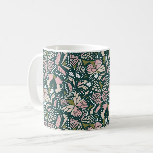 Monarch butterfly animal print 3 kaffemugg (Framsida vänster)