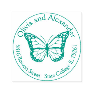 Monarch Butterfly Anpassningsbar Returadress Frimä Självfärgande Stämpel