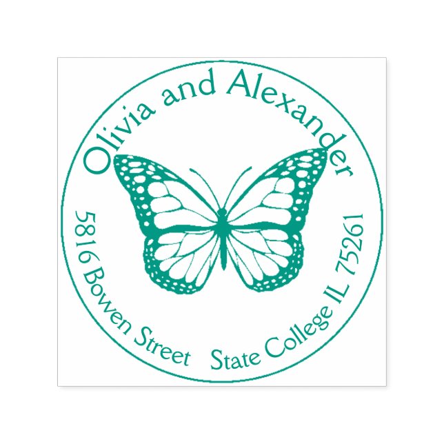 Monarch Butterfly Anpassningsbar Returadress Frimä Självfärgande Stämpel (Design)