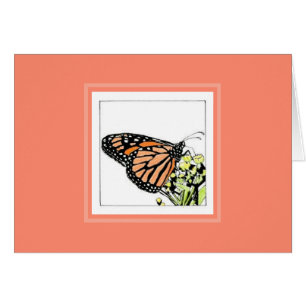 Monarch Butterfly-anteckningskort (färgad) OBS Kort