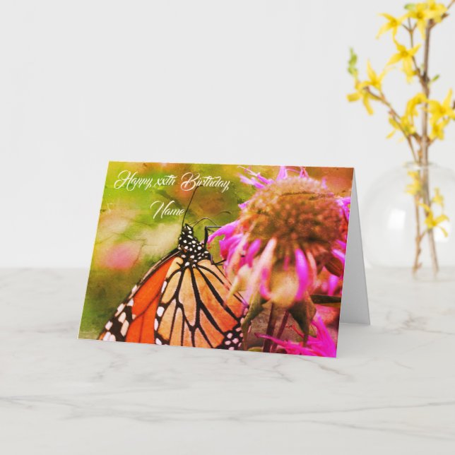 Monarch Butterfly Art Personlig Birthday Kort (Gul blomma)