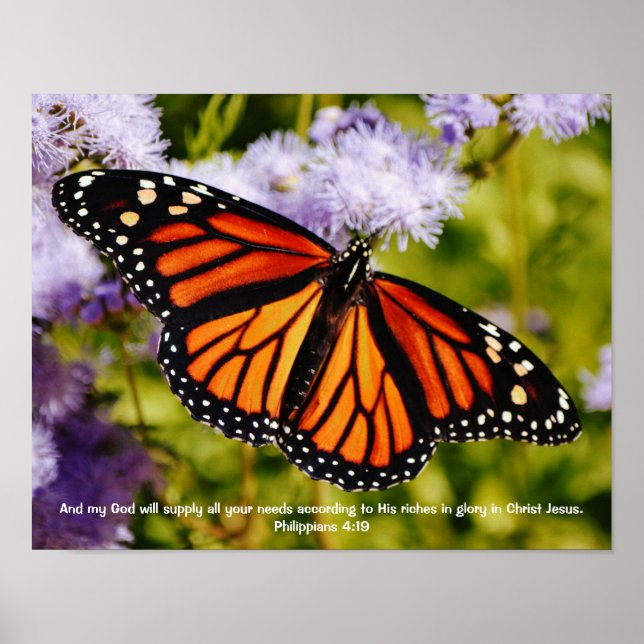 Monarch Butterfly Bible Verse Natature Skriv ut Poster (Framsidan)