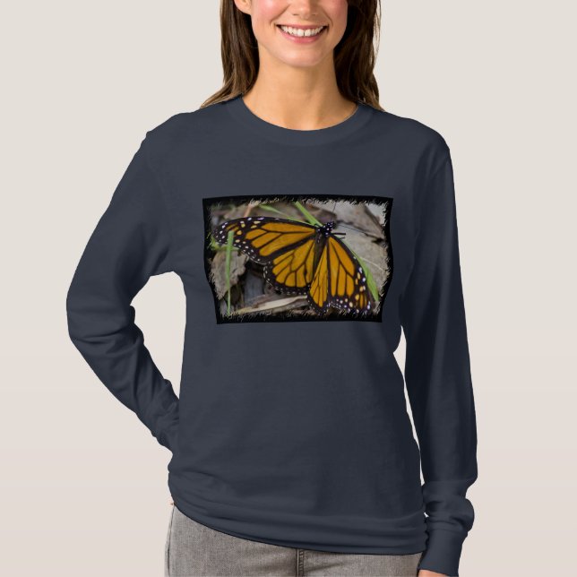 Monarch Butterfly Black Kant T Shirt (Framsida)