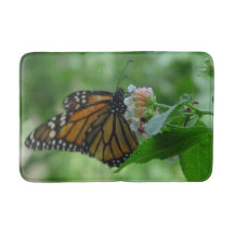 Monarch Butterfly Blommigt Bath Mat