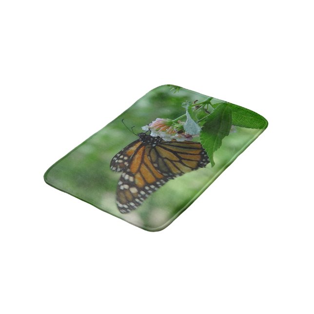 Monarch Butterfly Blommigt Bath Mat Badrumsmatta (Vinklad)