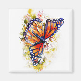 Monarch Butterfly Blommigt Magnet