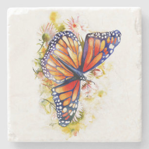 Monarch Butterfly-Blommigt Stenunderlägg