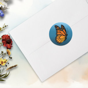 Monarch Butterfly Blue Ombre Runt Klistermärke