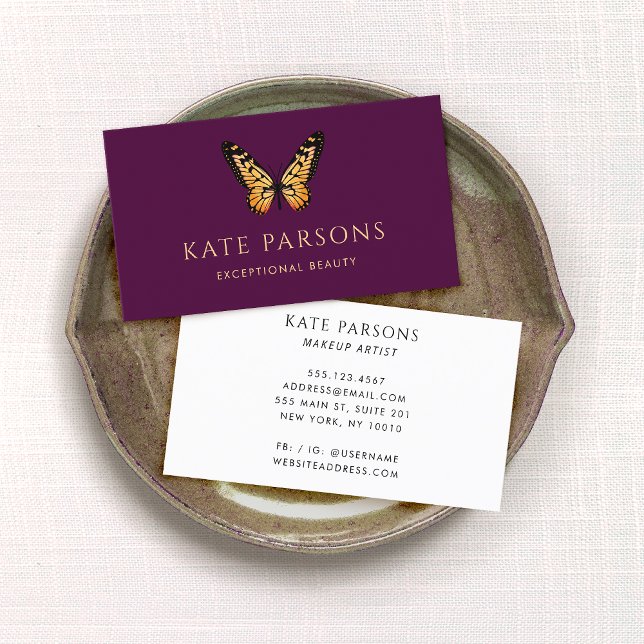 Monarch Butterfly Burgundy Visitkort (Skapare uppladdad)
