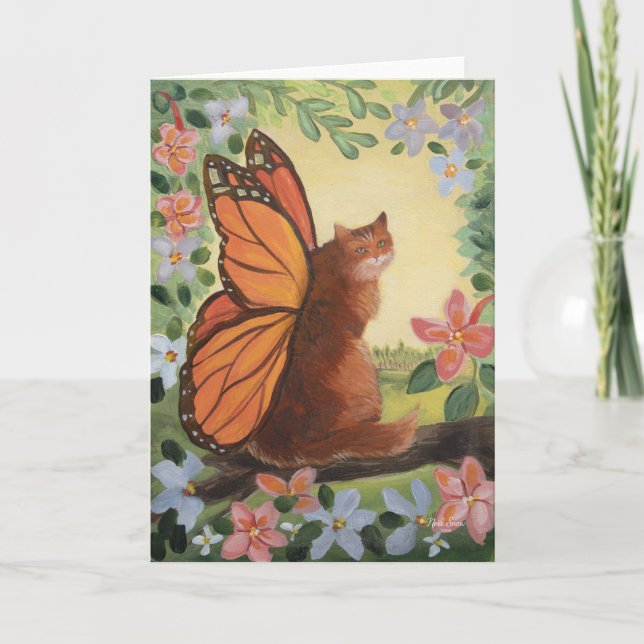 Monarch Butterfly Cat in Meadow Kort (Framsida)