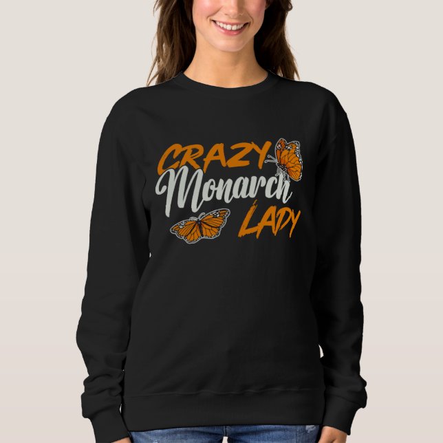 Monarch Butterfly Crazy Monarch Lady Insect Entomo T Shirt (Framsida)