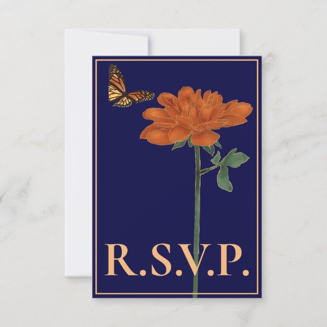 Monarch Butterfly Dahlia Navy Blue QRC OSA (Framsida)