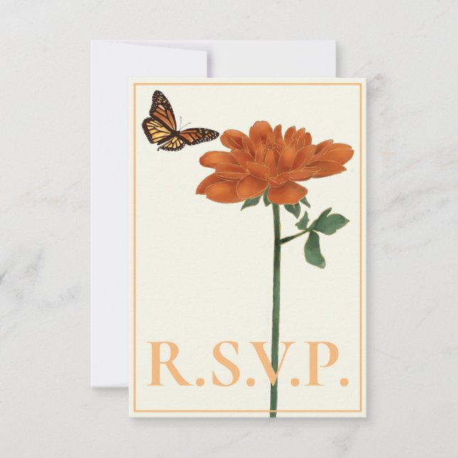 Monarch Butterfly Dahlia Navy Blue QRC OSA Kort (Framsida)