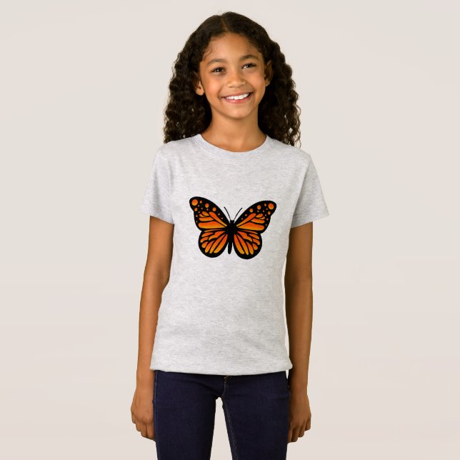 Monarch Butterfly Design - Girls Bra Jersey T-Sh T Shirt (Hel framsida)