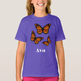 Monarch Butterfly Design - Girls grundläggande T-S T Shirt