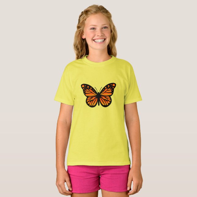 Monarch Butterfly Design - Girls grundläggande T-S T Shirt (Hel framsida)