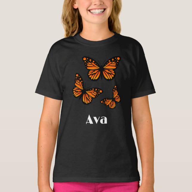 Monarch Butterfly Design - Girls grundläggande T-S T Shirt (Framsida)