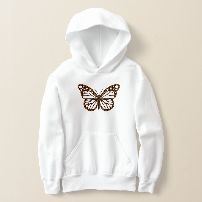 Monarch Butterfly Design - Kids' Pullover Hoodie T Shirt (Laydown)