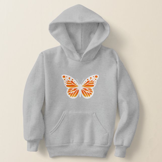 Monarch Butterfly Design - Kids' Pullover Hoodie T Shirt (Laydown)