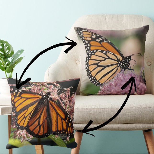 Monarch Butterfly Dubbla Sided Nature Photography Kudde (Skapare uppladdad)