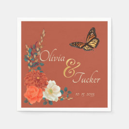 Monarch Butterfly Fall Blommigt Terracotta Anpassn Pappersservett