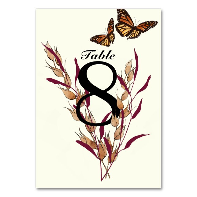 Monarch Butterfly Fall Botanical Bordsnummer (Framsidan)