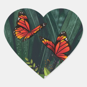 Monarch Butterfly Feb 6_21 Hjärtformat Klistermärke