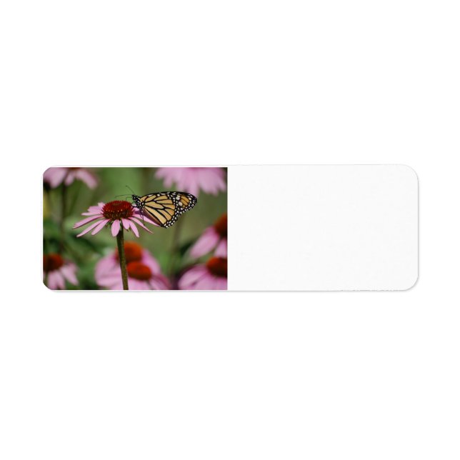 Monarch Butterfly Flower Returadress Etikett (Framsidan)
