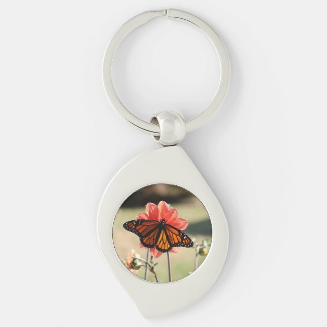 Monarch Butterfly från Dahlia Swirl Silverfärgad Nyckelring (Framsidan)