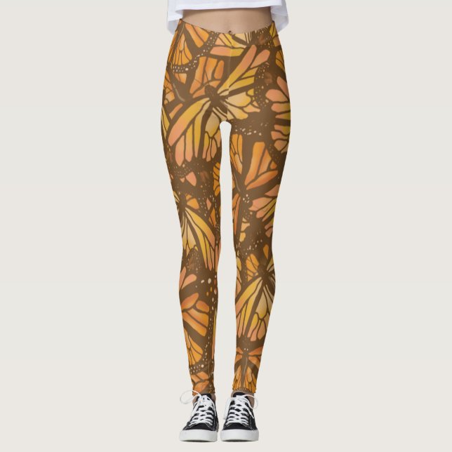 MONARCH BUTTERFLY FRED mönster guld Leggings (Framsida)