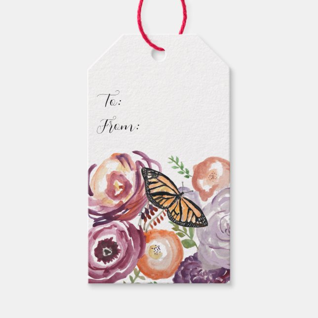 Monarch Butterfly Garden Painting Gift-Märkre Presentetikett (Framsidan)