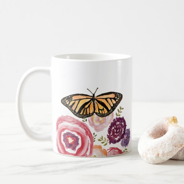 Monarch Butterfly Garden Painting Insekt Kaffemugg (Med munk)