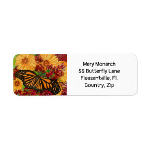 Monarch Butterfly Garden Watercolor Address Label Returadress Etikett
