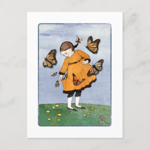 Monarch Butterfly Girl-vykort Vykort