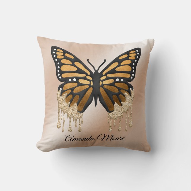 Monarch butterfly guld foil dekorativ kudde (Framsida)