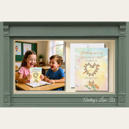 Monarch Butterfly Heart Watercolor Valentine Anteckningskort