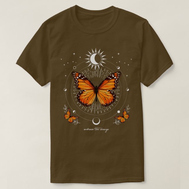 Monarch Butterfly Himmelsk Butterfly Sol Måne Phas T Shirt (Design framsida)