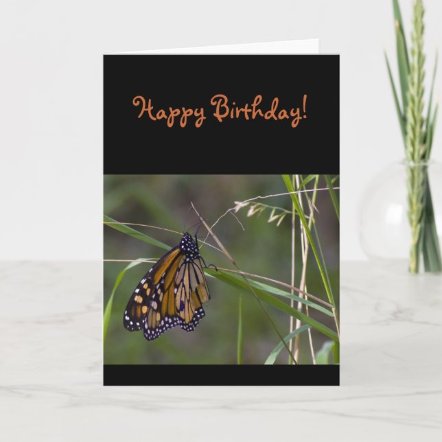 Monarch Butterfly i Grass Birthday Kort (Framsida)