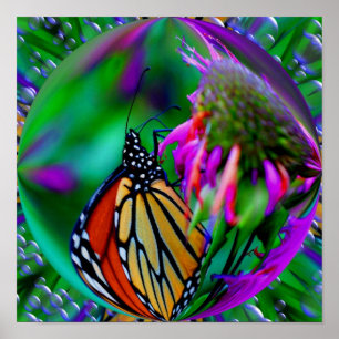 Monarch Butterfly in a Bubble Abstrakt Art Poster
