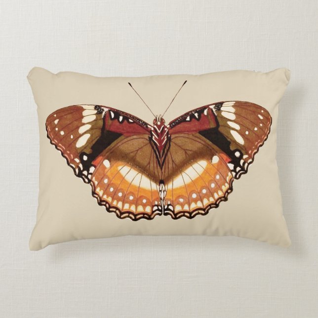 Monarch Butterfly in Brown, Rust och Cream Prydnadskudde (Framsidan)