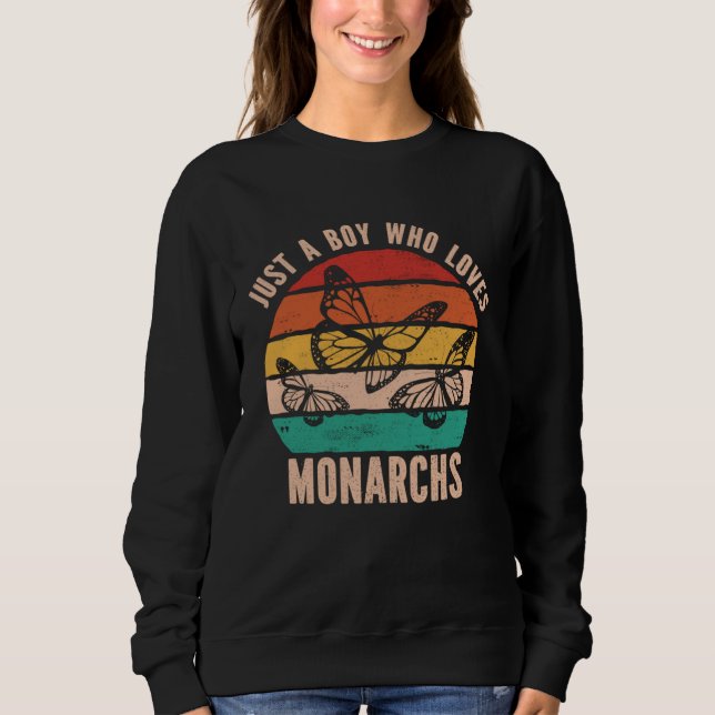 Monarch Butterfly Just A Boy Who Loves Monarchs T Shirt (Framsida)