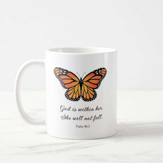 Monarch Butterfly-kaffet mugg Gud finns i henne (Vänster)