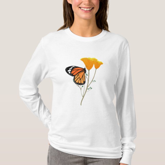 Monarch Butterfly Långärmad tShirt T Shirt (Framsida)